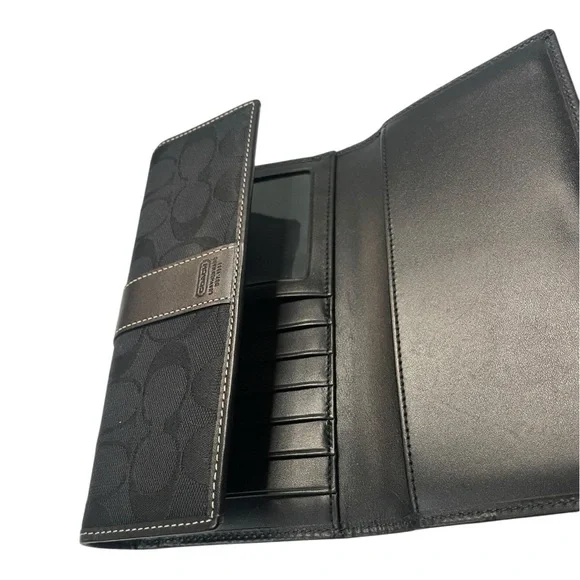 Coach Leatherware Black Signature Jacquard Canvas & Leather Trim Trifold Wallet - Picture 8 of 13